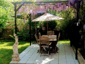 Terrasse sous la glycine